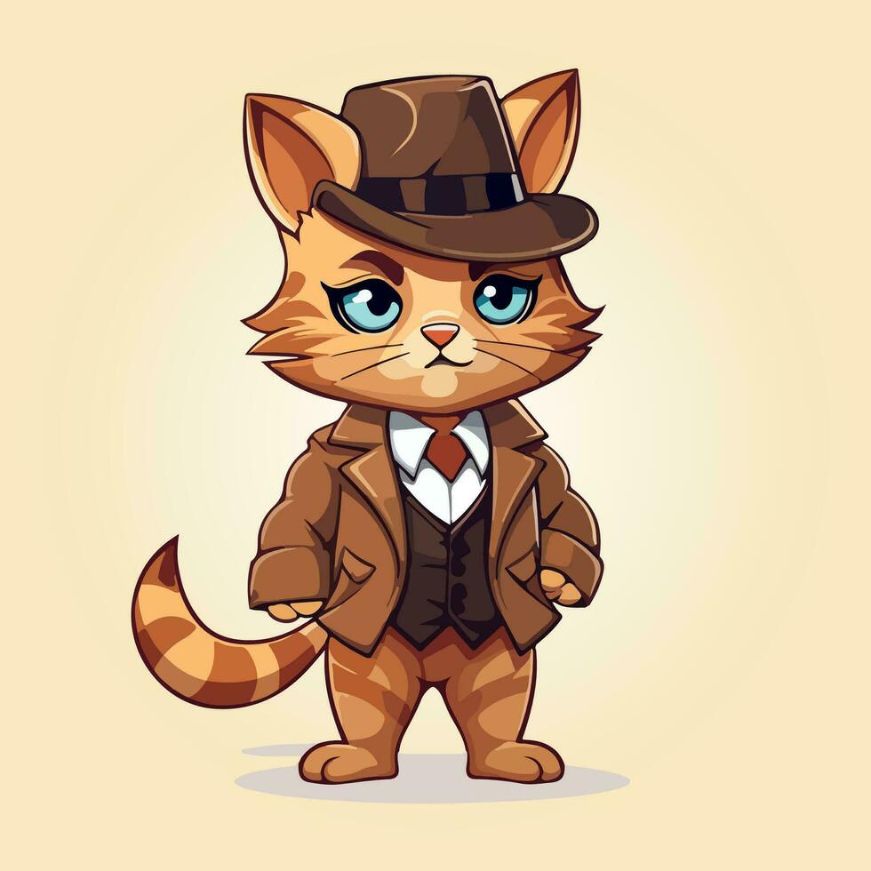 kawaii cute cat cartoon characters vector isolated illustration