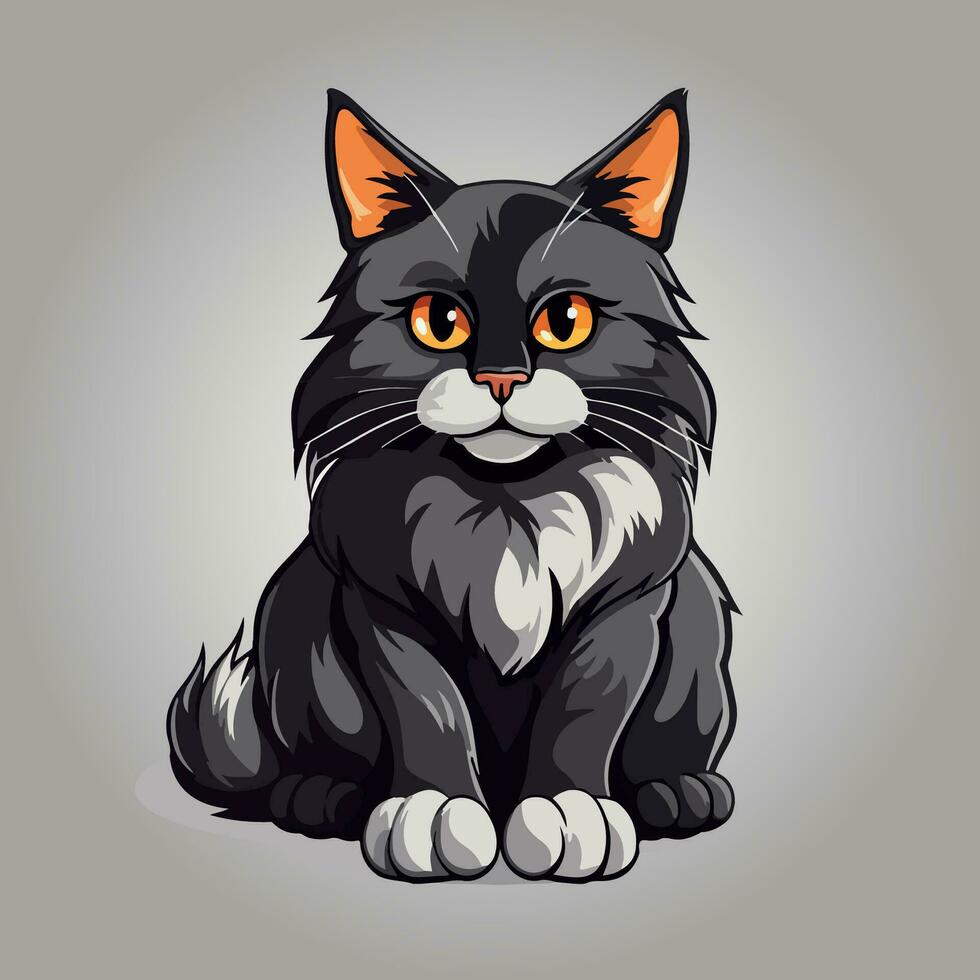 american bobtail cat breed character cartoon vector