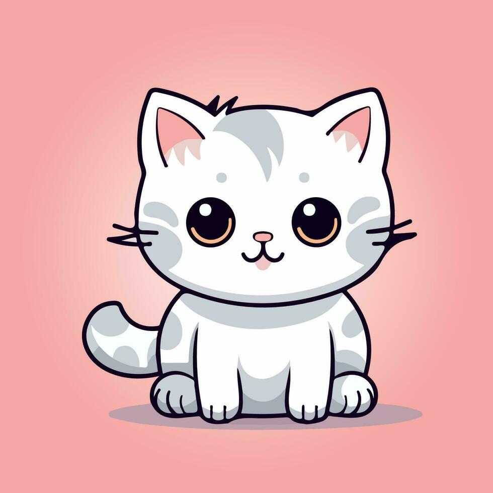 kawaii cute cat cartoon characters vector illustrtion