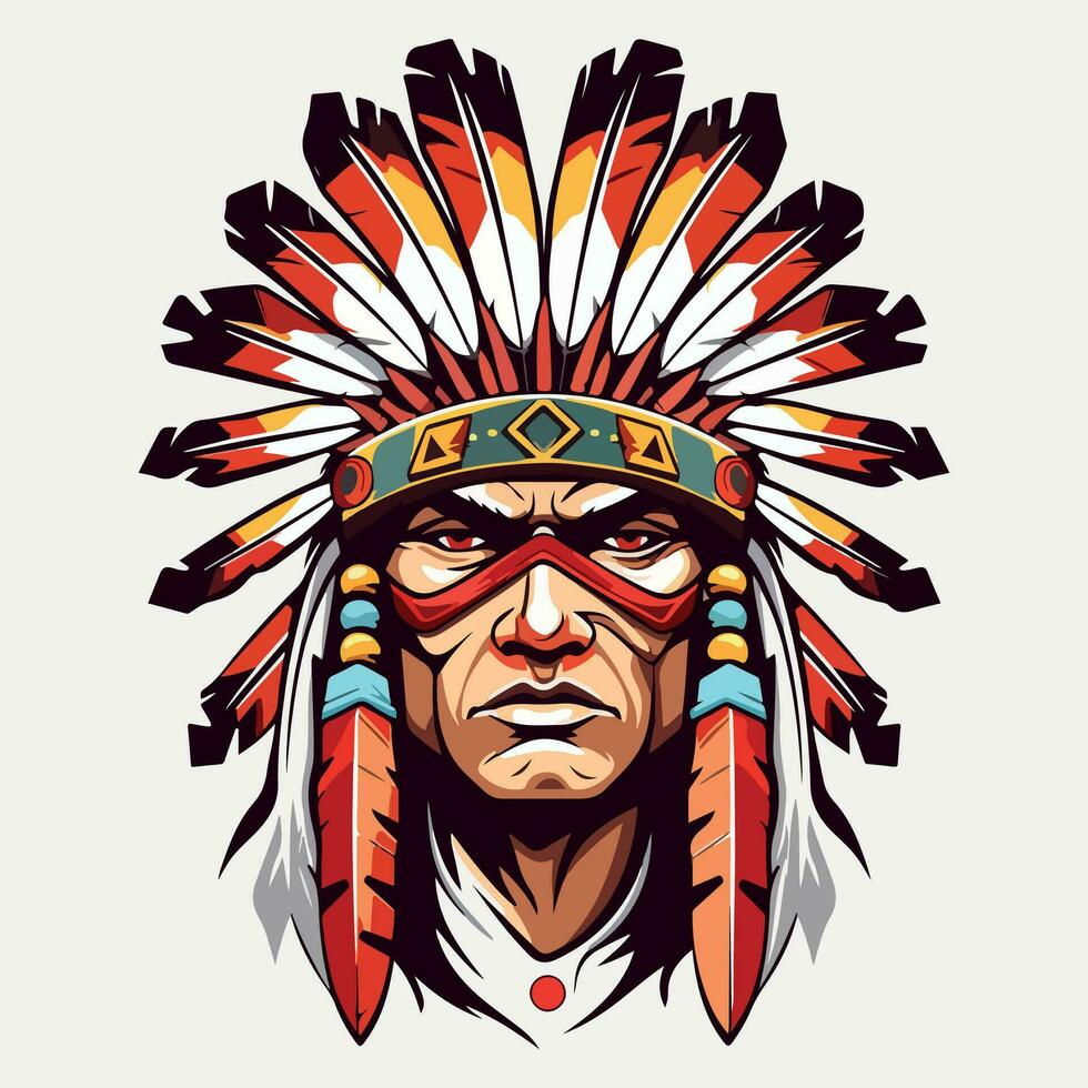apache indio guerrero cabeza logo mascota vector ilustración
