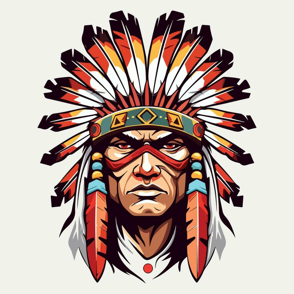 apache indian warrior head logo mascot vector illustration