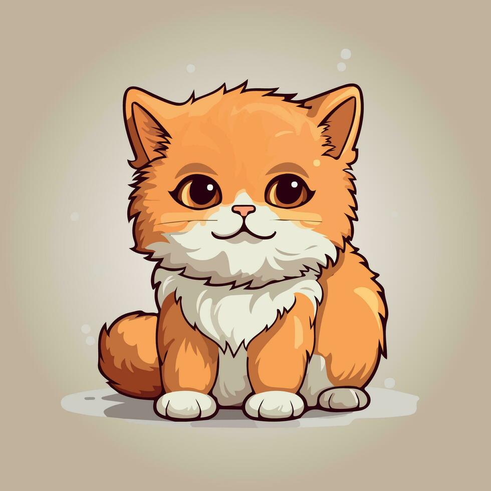 kawaii linda gato dibujos animados caracteres vector aislado ilustración