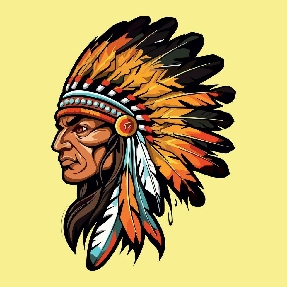 apache indio guerrero cabeza logo mascota vector ilustración