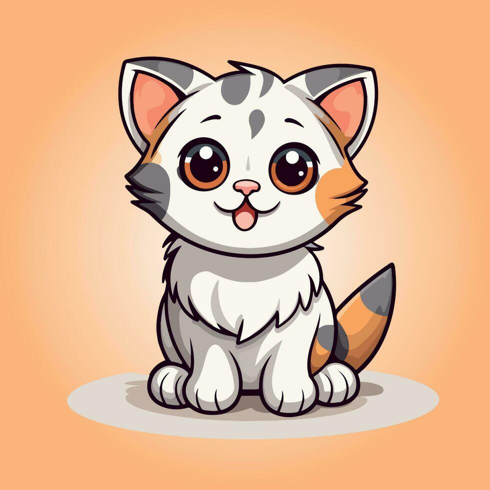 american wirehair cat breed cartoon character vector isolated illustration