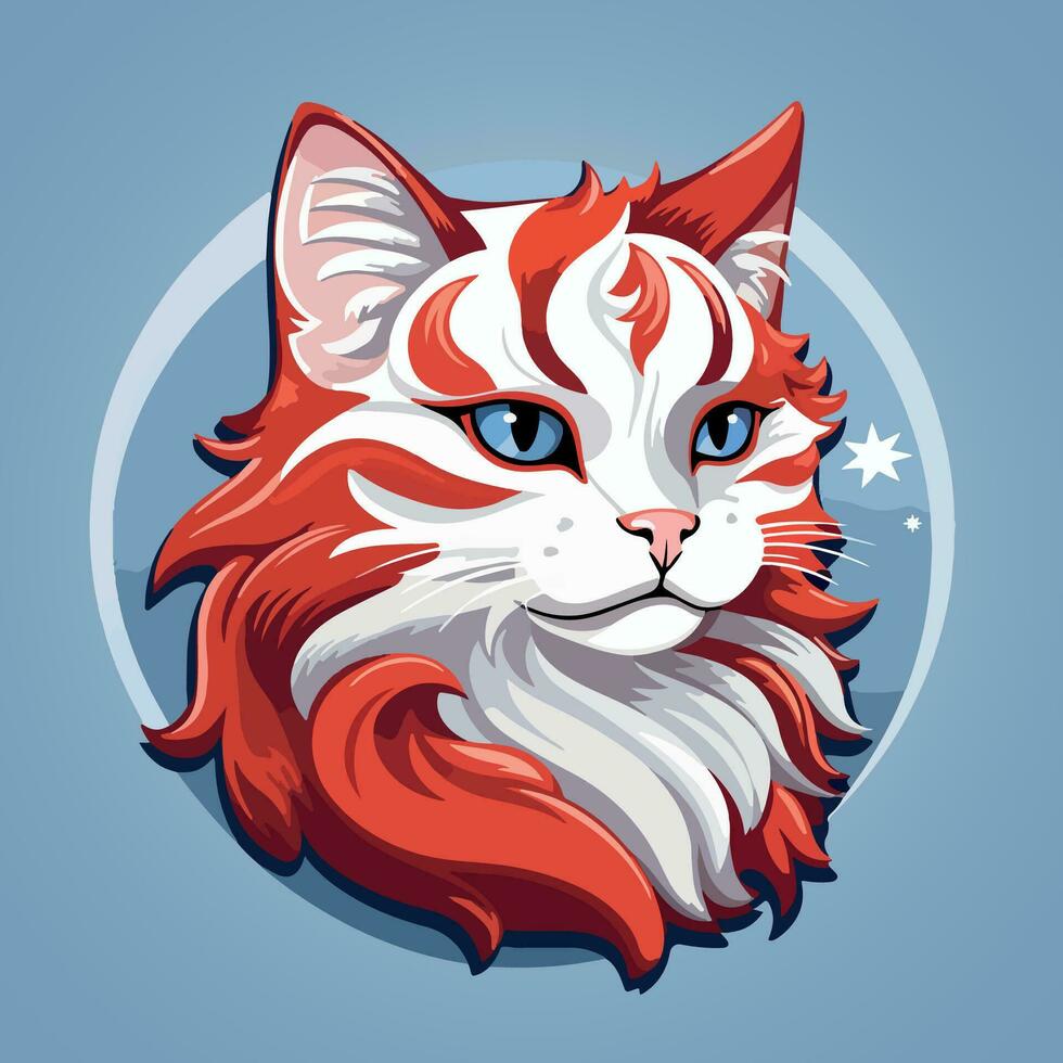 american curl cat cartoon character vector isolated illustration