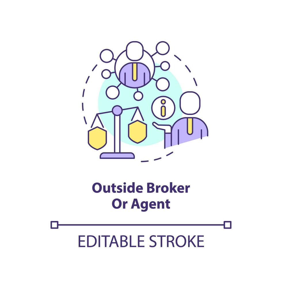 Outside broker concept icon. Independent agent. Insurance services seller. Coverage abstract idea thin line illustration. Isolated outline drawing. Editable stroke vector
