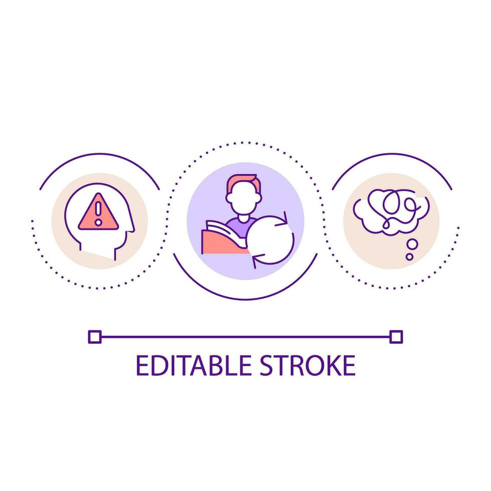 Memorization problem loop concept icon. Concentrating trouble. Low focusing. Ineffective studying abstract idea thin line illustration. Isolated outline drawing. Editable stroke vector