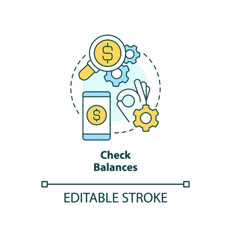 Check balances concept icon. Web wallet. Account details. Online banking benefit abstract idea thin line illustration. Isolated outline drawing. Editable stroke vector