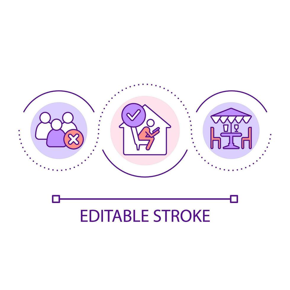 Avoid learning in social place loop concept icon. Study alone. Effective memorization. Mental work tip abstract idea thin line illustration. Isolated outline drawing. Editable stroke vector