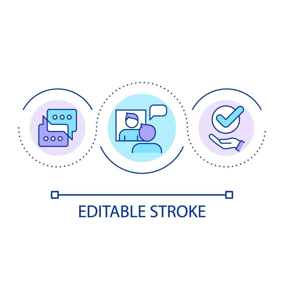 Speech training exercise loop concept icon. Develop communication skill. Overcome public speaking fear abstract idea thin line illustration. Isolated outline drawing. Editable stroke vector