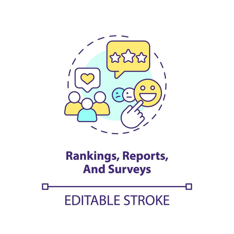 Check company reputation concept icon. Rankings, reports and surveys. Customer assess abstract idea thin line illustration. Isolated outline drawing. Editable stroke vector