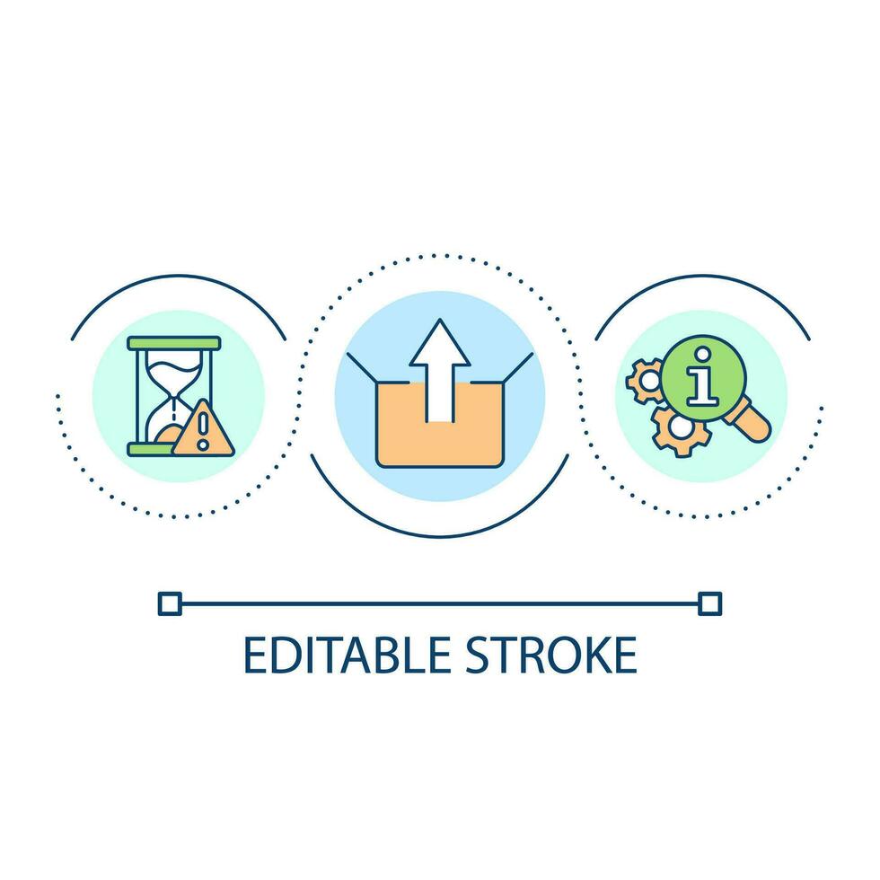 Searching information loop concept icon. Solve problem. Find solution. Recall memories abstract idea thin line illustration. Isolated outline drawing. Editable stroke vector