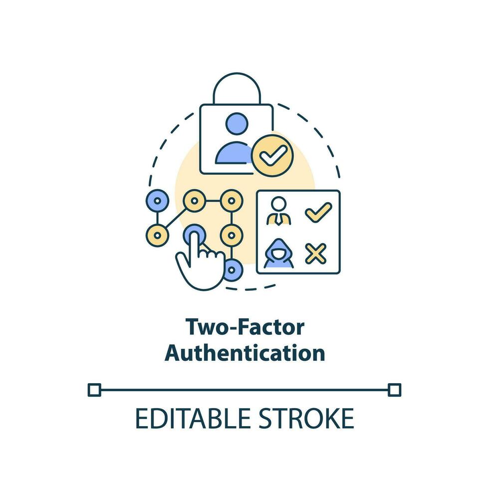 Two factor authentication concept icon. Web wallet. Secure online banking feature abstract idea thin line illustration. Isolated outline drawing. Editable stroke vector