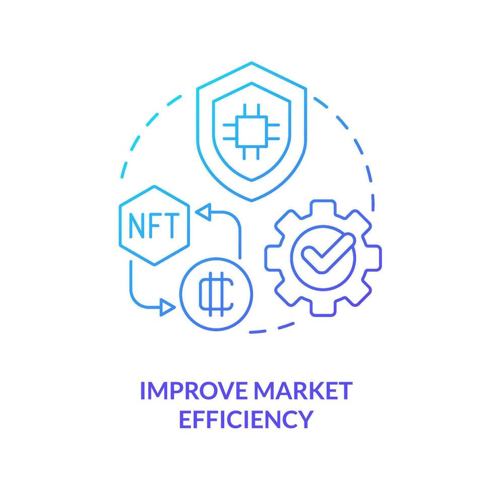 Improve market efficiency blue gradient concept icon. Business online development. NFT benefit abstract idea thin line illustration. Isolated outline drawing vector