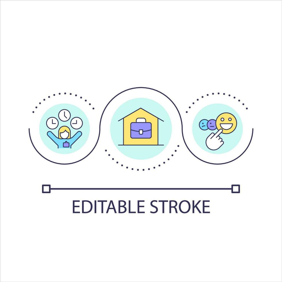 Free work schedule loop concept icon. Asynchronous job time. Remote workplace. Home office abstract idea thin line illustration. Isolated outline drawing. Editable stroke vector