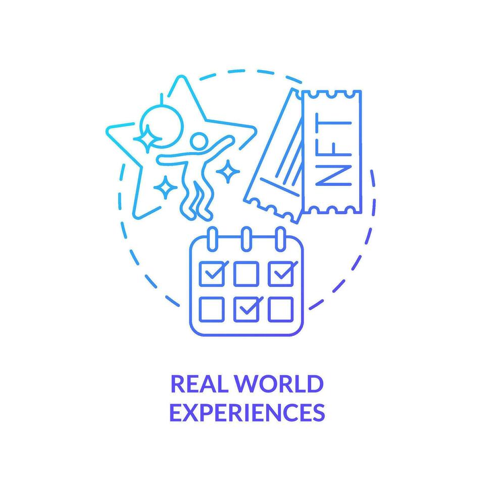 Real world experiences blue gradient concept icon. Profit from investments. Trend in NFT space abstract idea thin line illustration. Isolated outline drawing vector