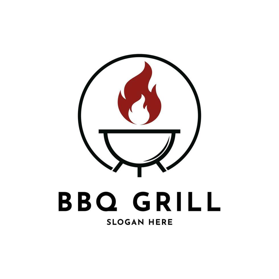 Bbq grill logo design creative idea with circle 27577141 Vector Art at Vecteezy