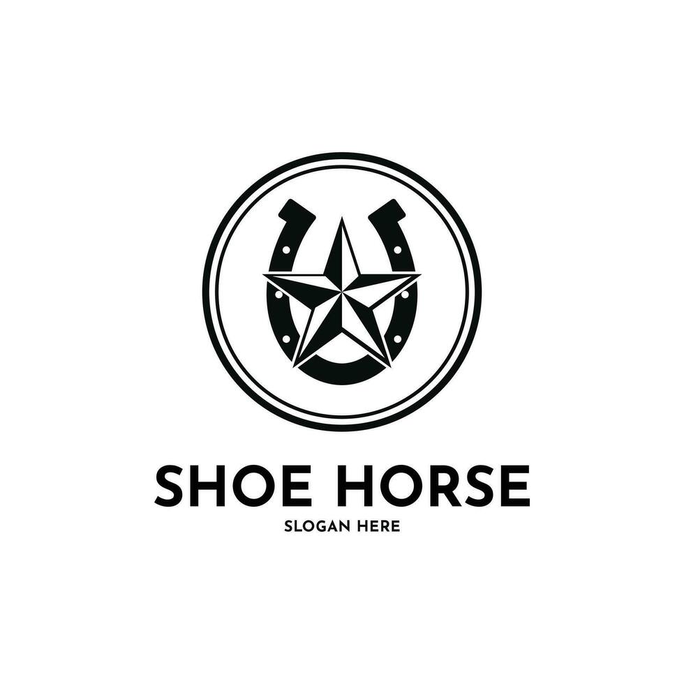 zapato caballo logo diseño creativo idea con circulo vector