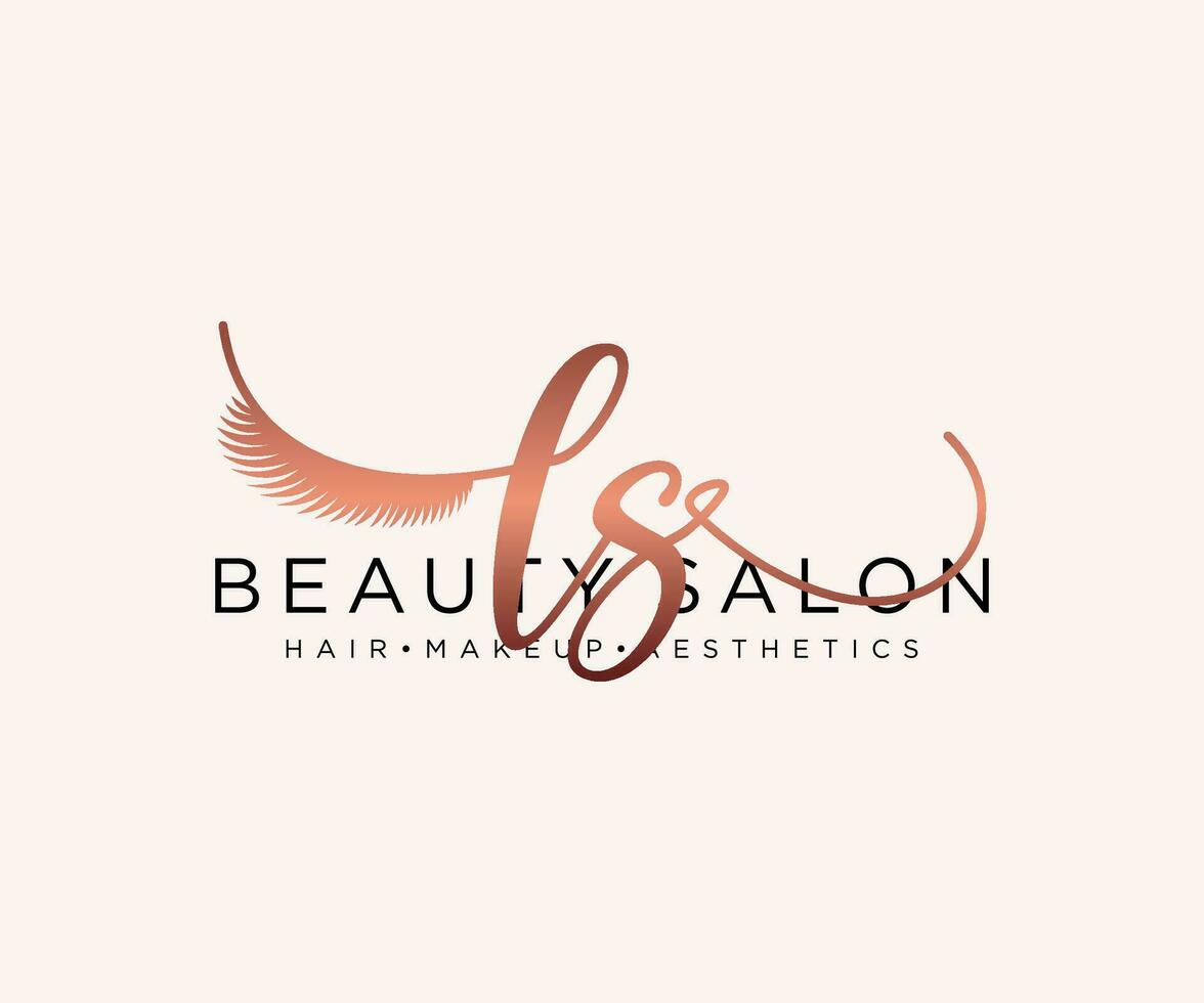 Initial LS feminine logo collections template. handwriting logo of initial signature, wedding, fashion, jewerly, boutique, floral and botanical with creative template for any company or business. vector