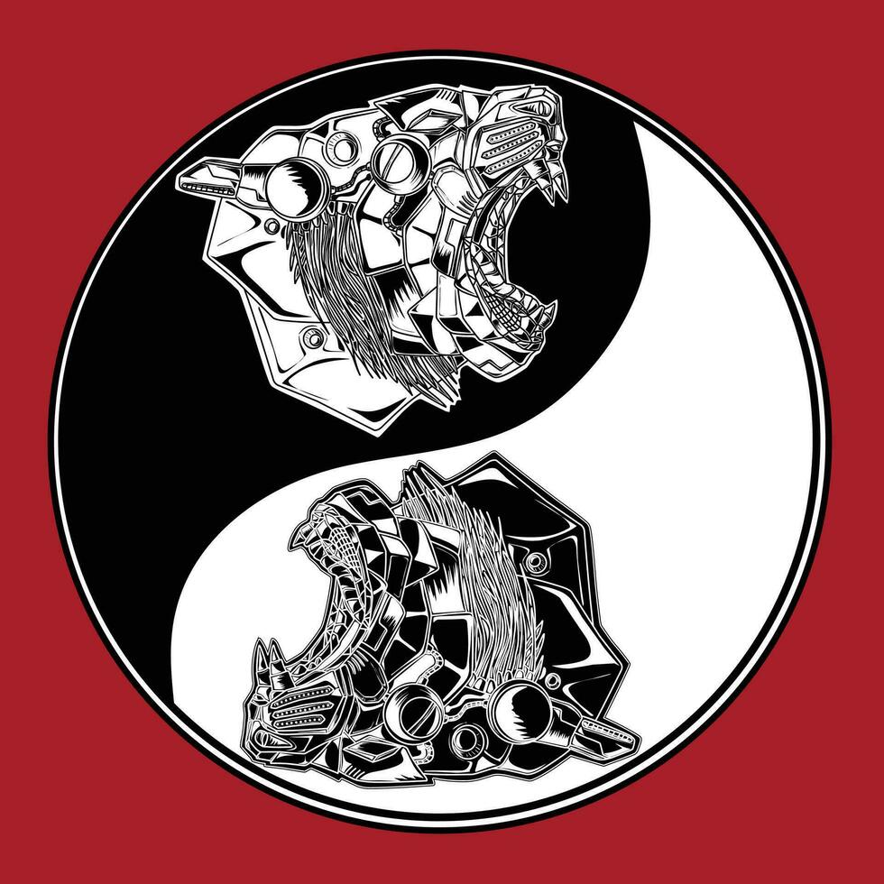 yin yang Tigre imágenes, adecuado para camisetas, carteles, símbolos, tatuajes y otros vector