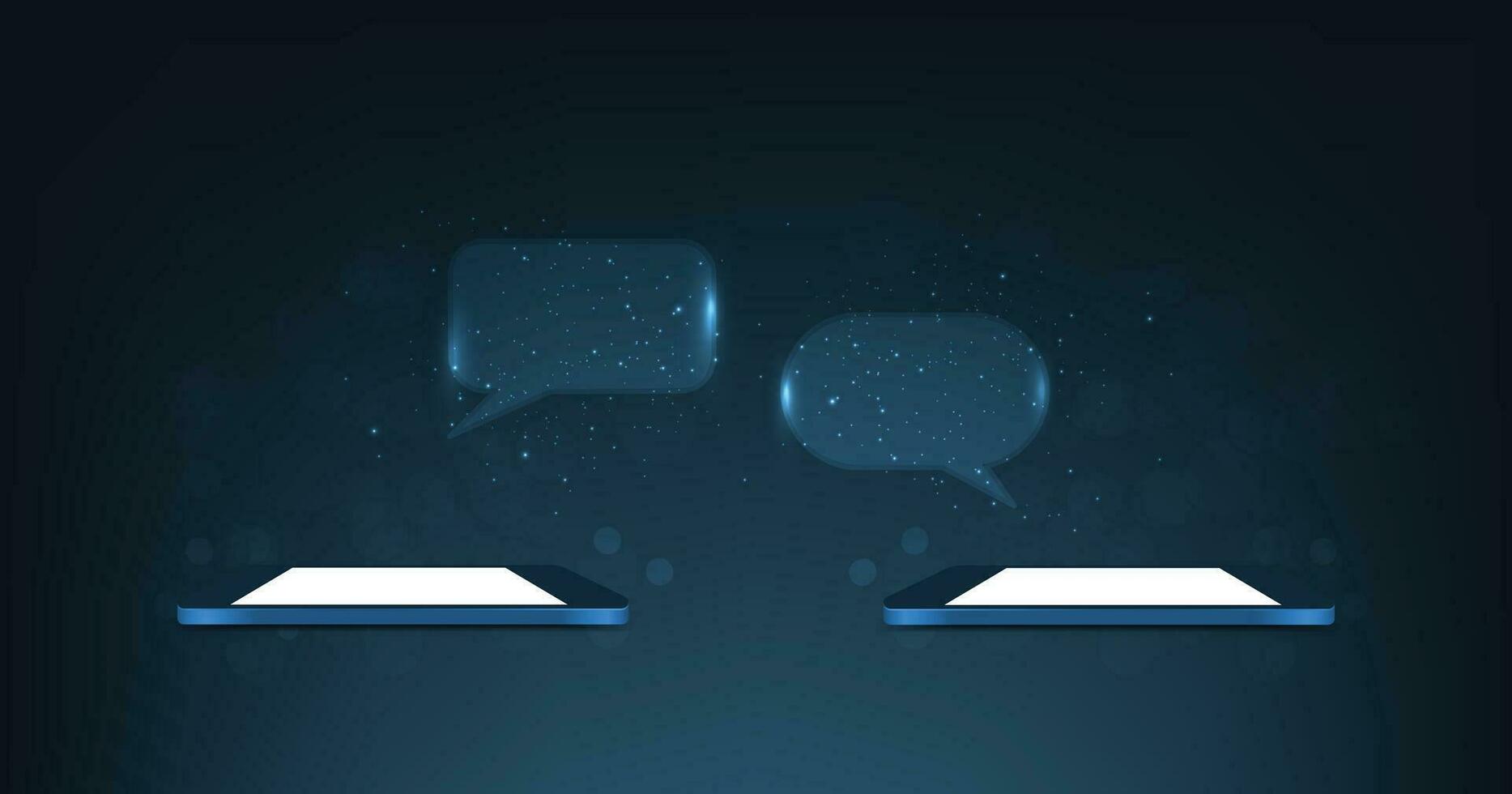 Communication between two smartphones. vector