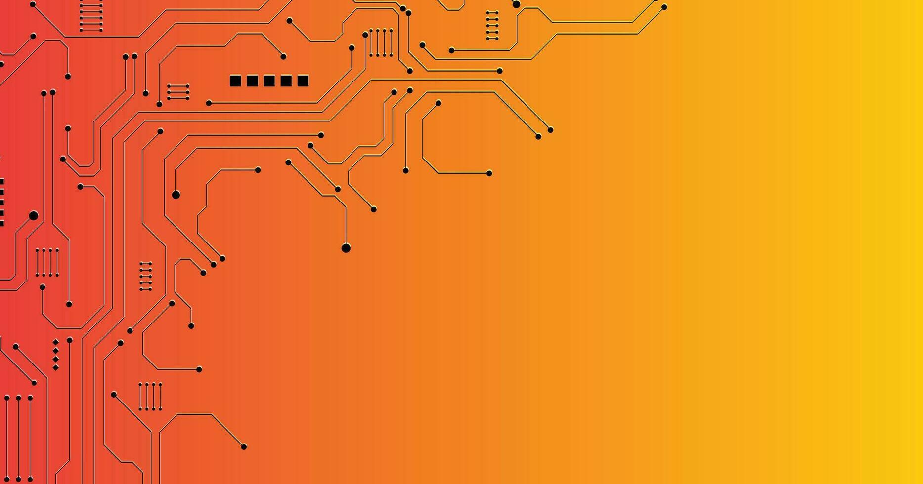 Circuit board technology on yellow background. vector