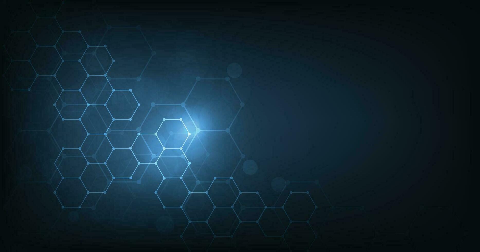 Background of hexagon geometric dark blue pattern bright. vector
