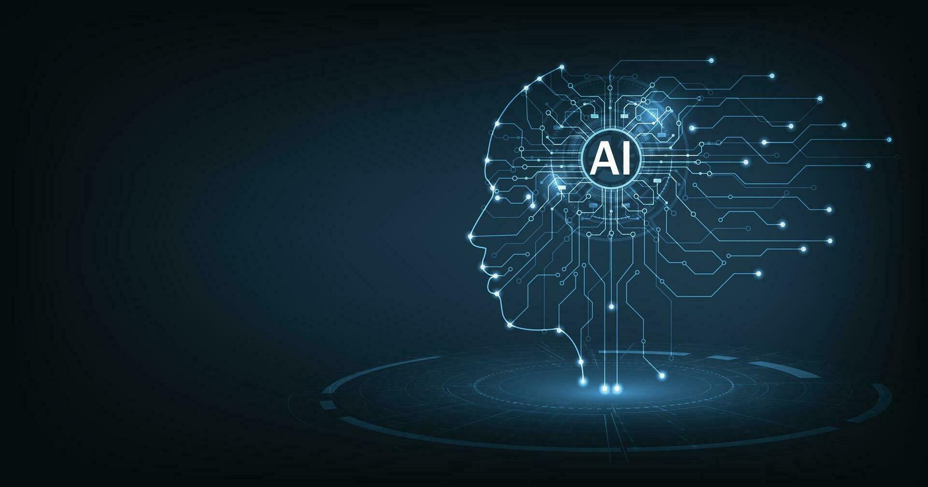 Electronic Brain and Concept of artificial intelligence AI. vector