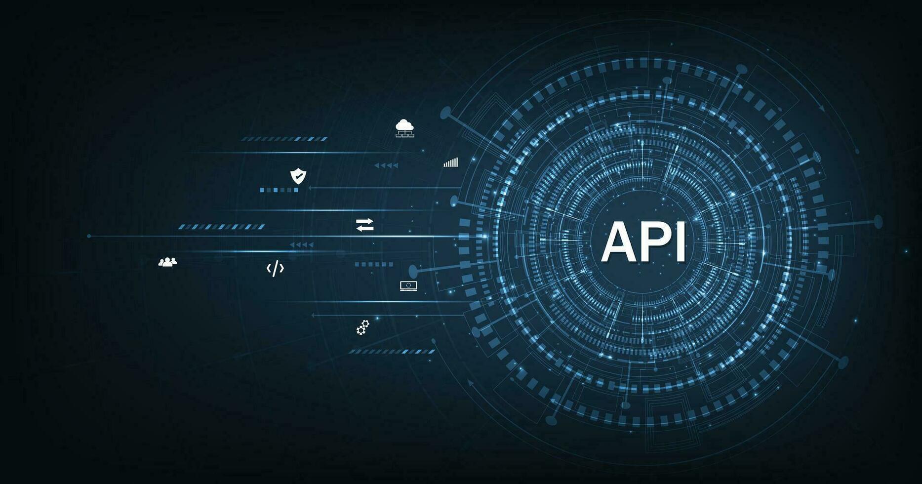 Application Programming Interface API on blue background. vector