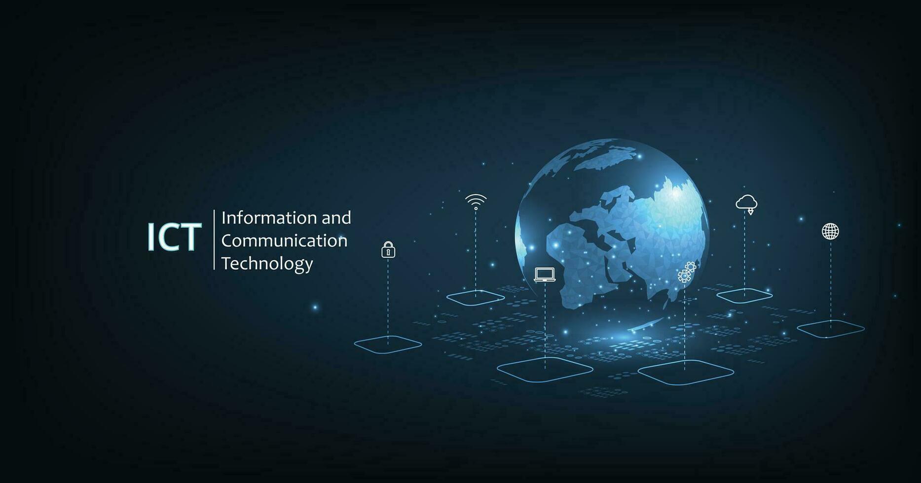 información y comunicación tecnología ict concepto. vector