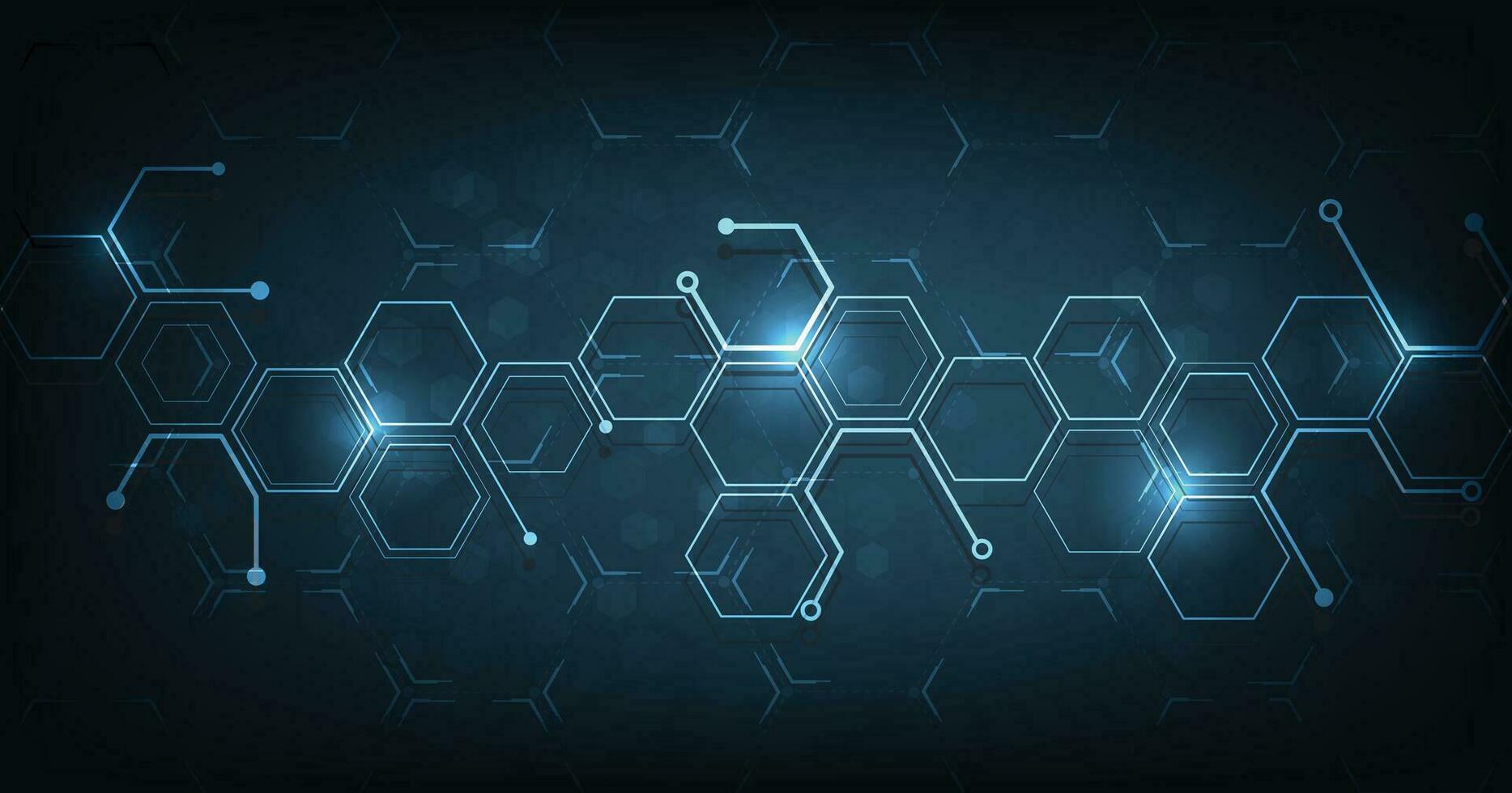 Background of hexagon geometric dark blue pattern bright. vector