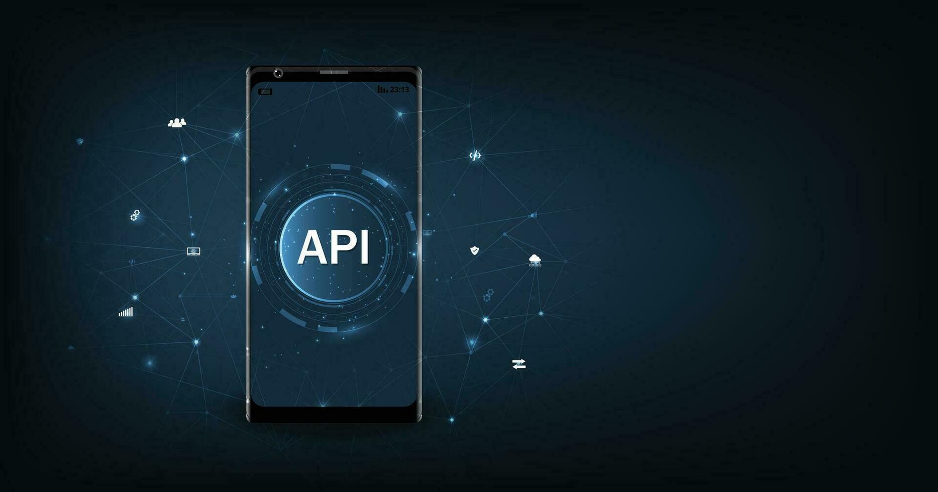 teléfono inteligente con api abreviatura. vector