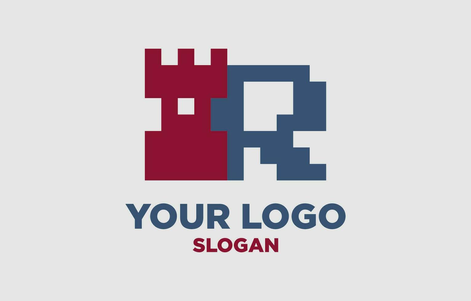 letter R kingdom digital style vector logo design