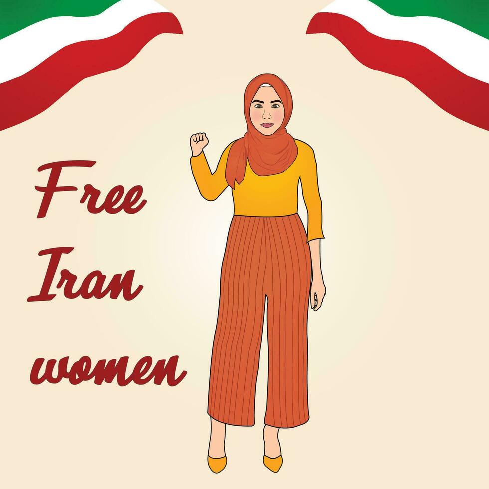 Iranian woman protesting for freedom vector