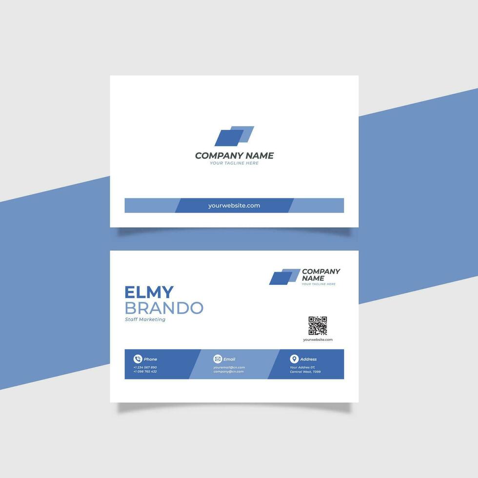 Modern Corporate Identity Business Card Template with Logo Placement Clean Blue Color vector