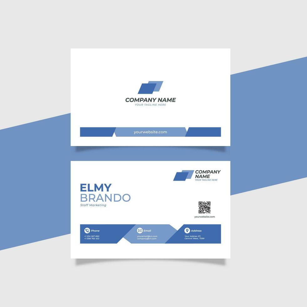 Modern Corporate Identity Business Card Template with Logo Placement Clean Blue Color vector