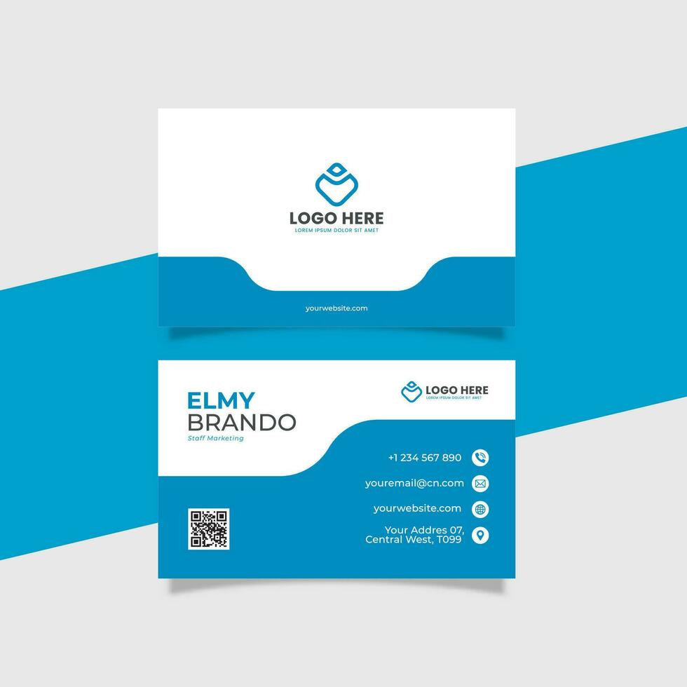 Modern Corporate Identity Business Card Template with Logo Placement Blue Color theme vector