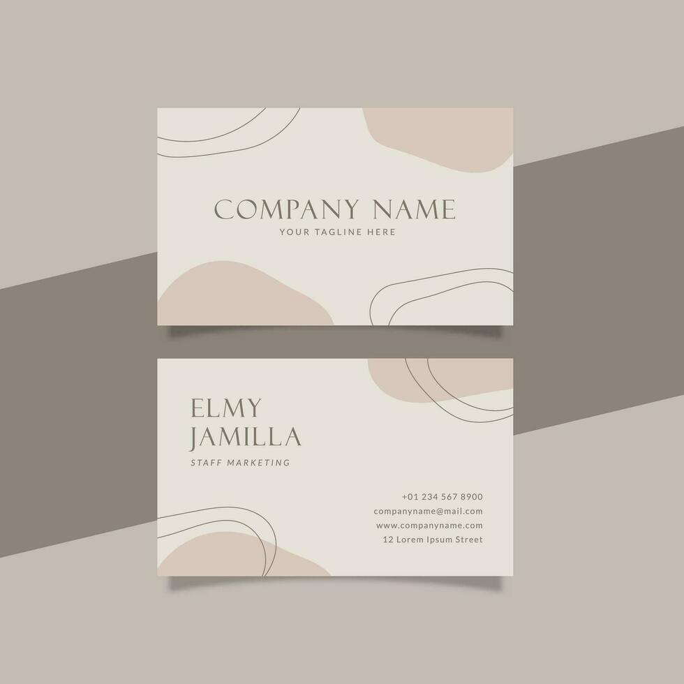 Printable Aesthetic Business Card Template Decorated with Organic Blob Object Cream Pastel Color Background vector
