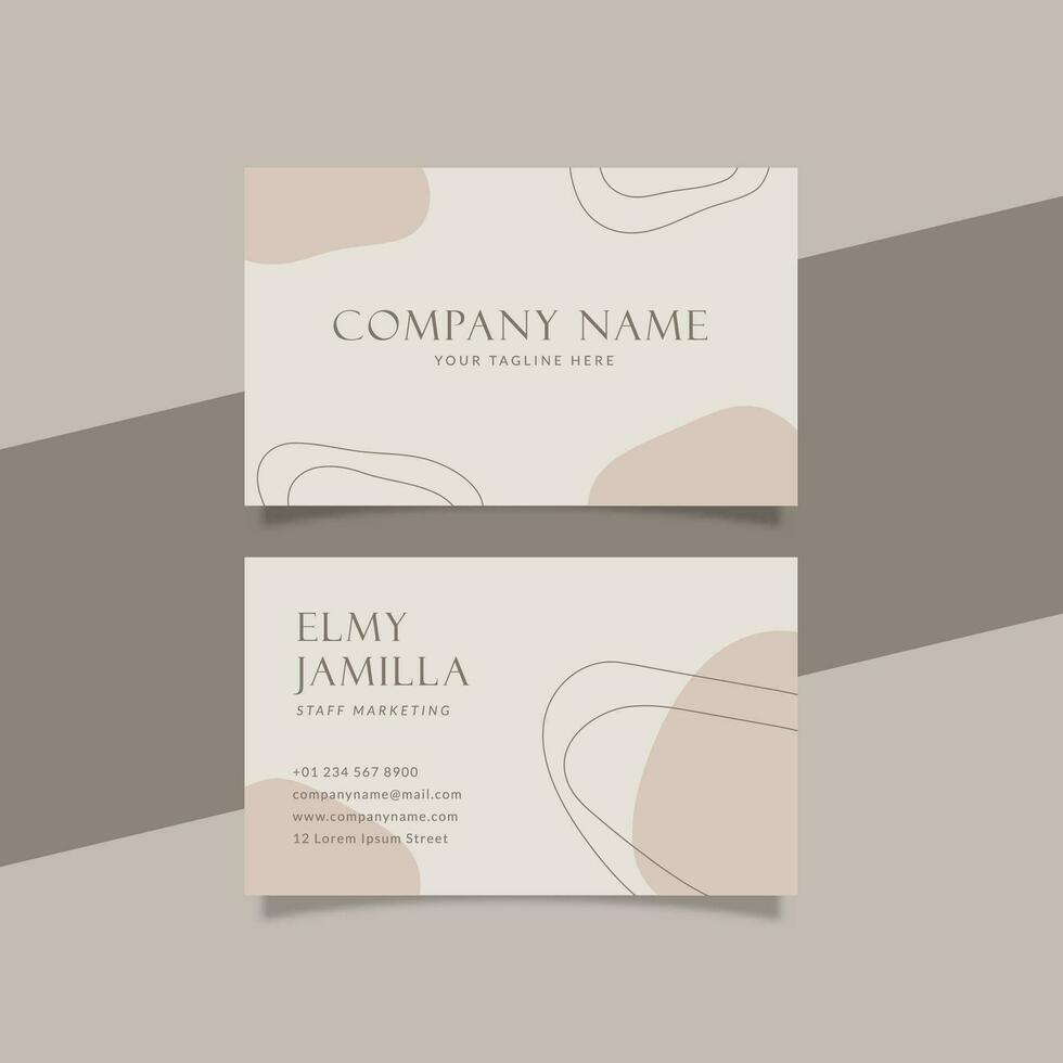 Printable Aesthetic Business Card Template Decorated with Organic Blob Object Cream Pastel Color Background vector