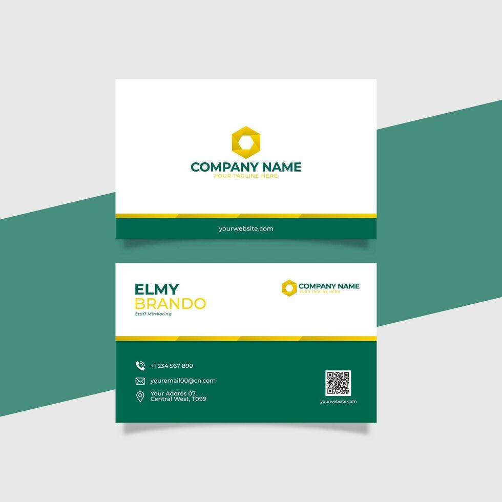 Modern Corporate Identity Business Card Template with Logo Placement Green and Yellow Color vector