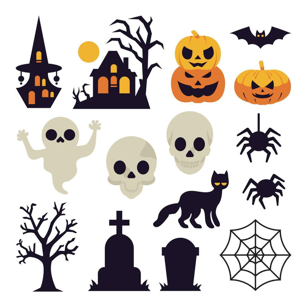 Halloween Vector Illustration Collection Spooky Halloween Elements Vectors for Your Halloween Needs