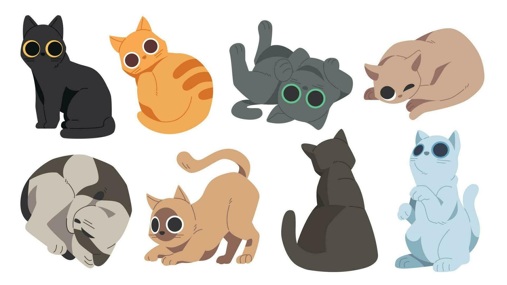 Vector Illustration of Cute Cat Breeds Collection