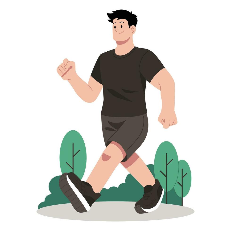 Vector Illustration of Person Walking in the Park