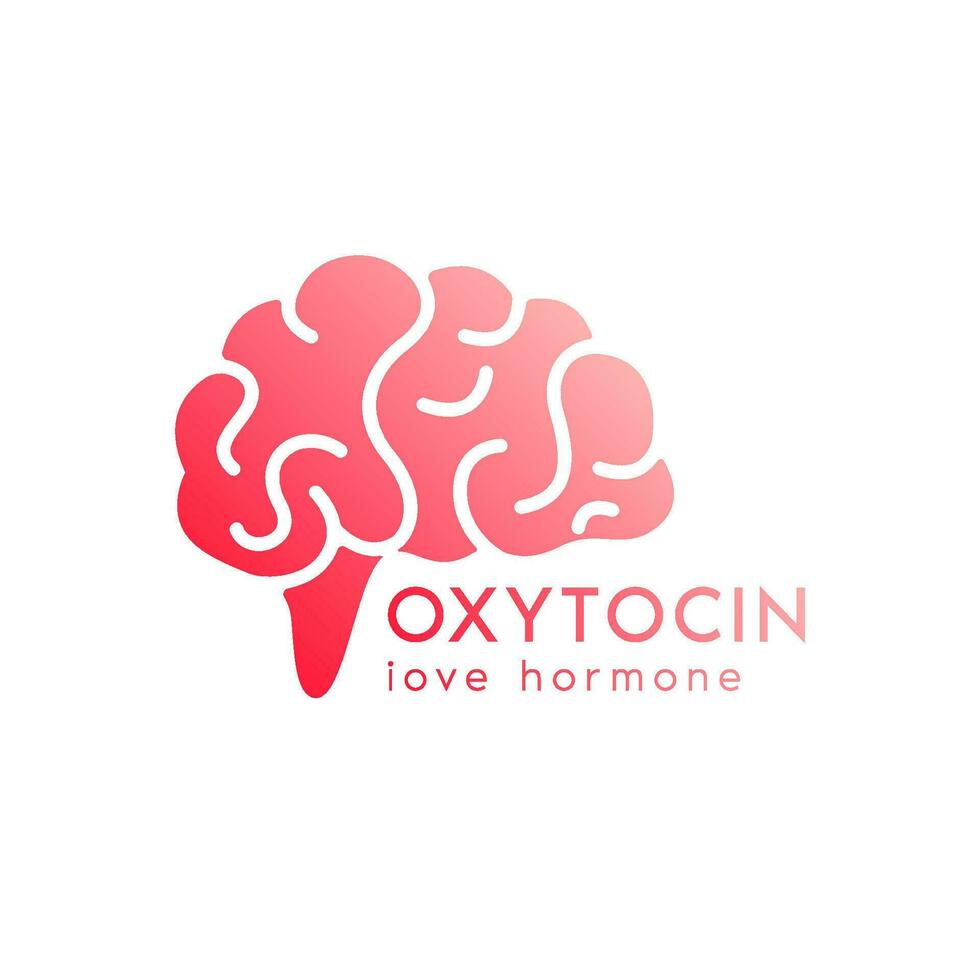 Brain chemistry oxytocin. love hormone. Brain red logo icon design isolated on white background. Happy chemicals concept. For use web app mobile, print media. Vector EPS10.