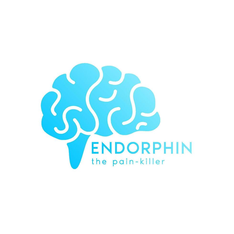 Brain chemistry endorphin. The pain killer. Brain blue logo icon design isolated on white background. Happy chemicals concept. For use web app mobile, print media. Vector EPS10.