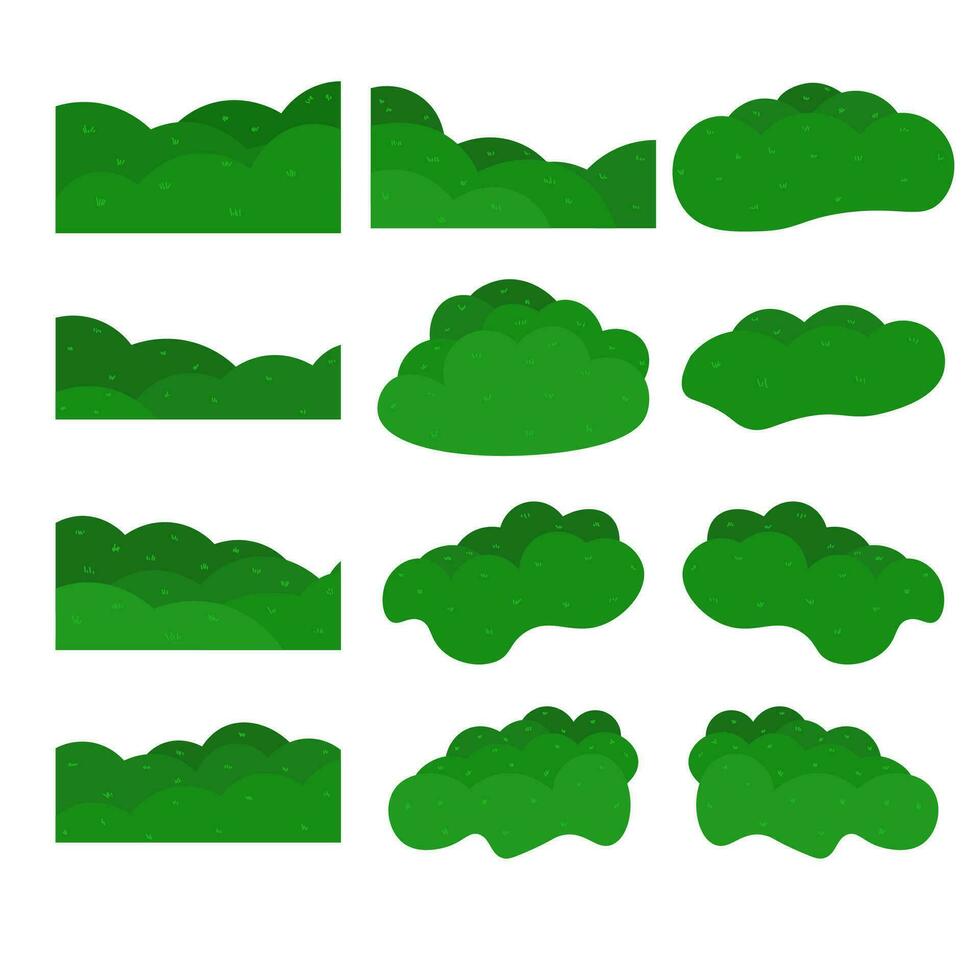 set Vector green hills background cartoon field