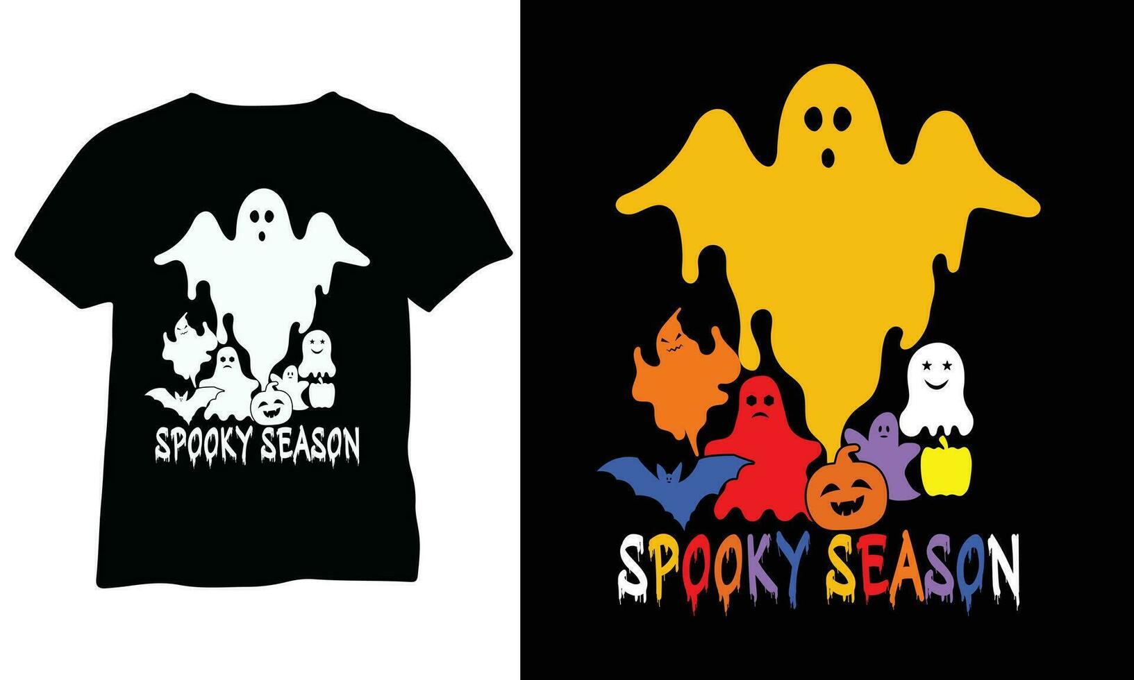 Spooky Season Shirt Halloween Ghost EPS Spooky Season Distressed vector