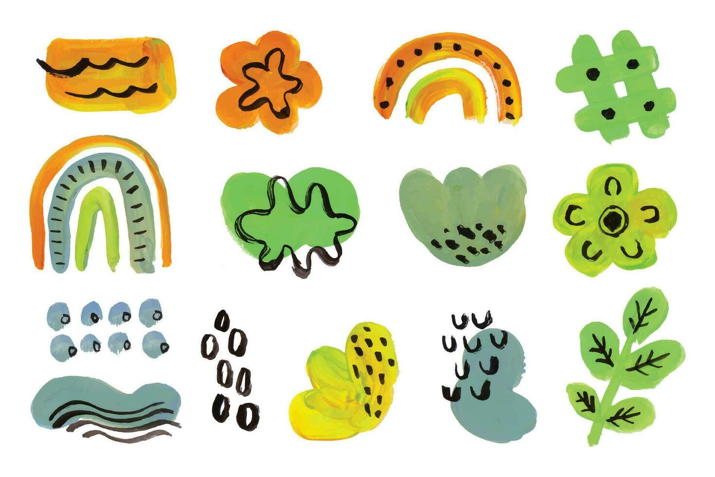 Cute Aesthetic Hand Drawn Abstract Shape Collection vector