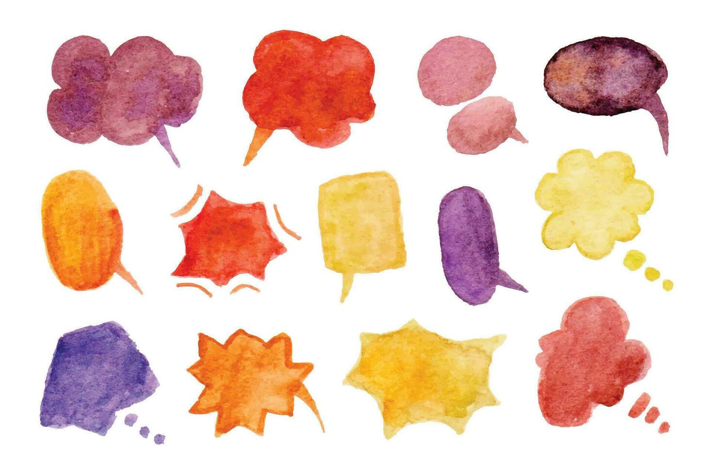 bubble chat elements watercolor hand drawn vector