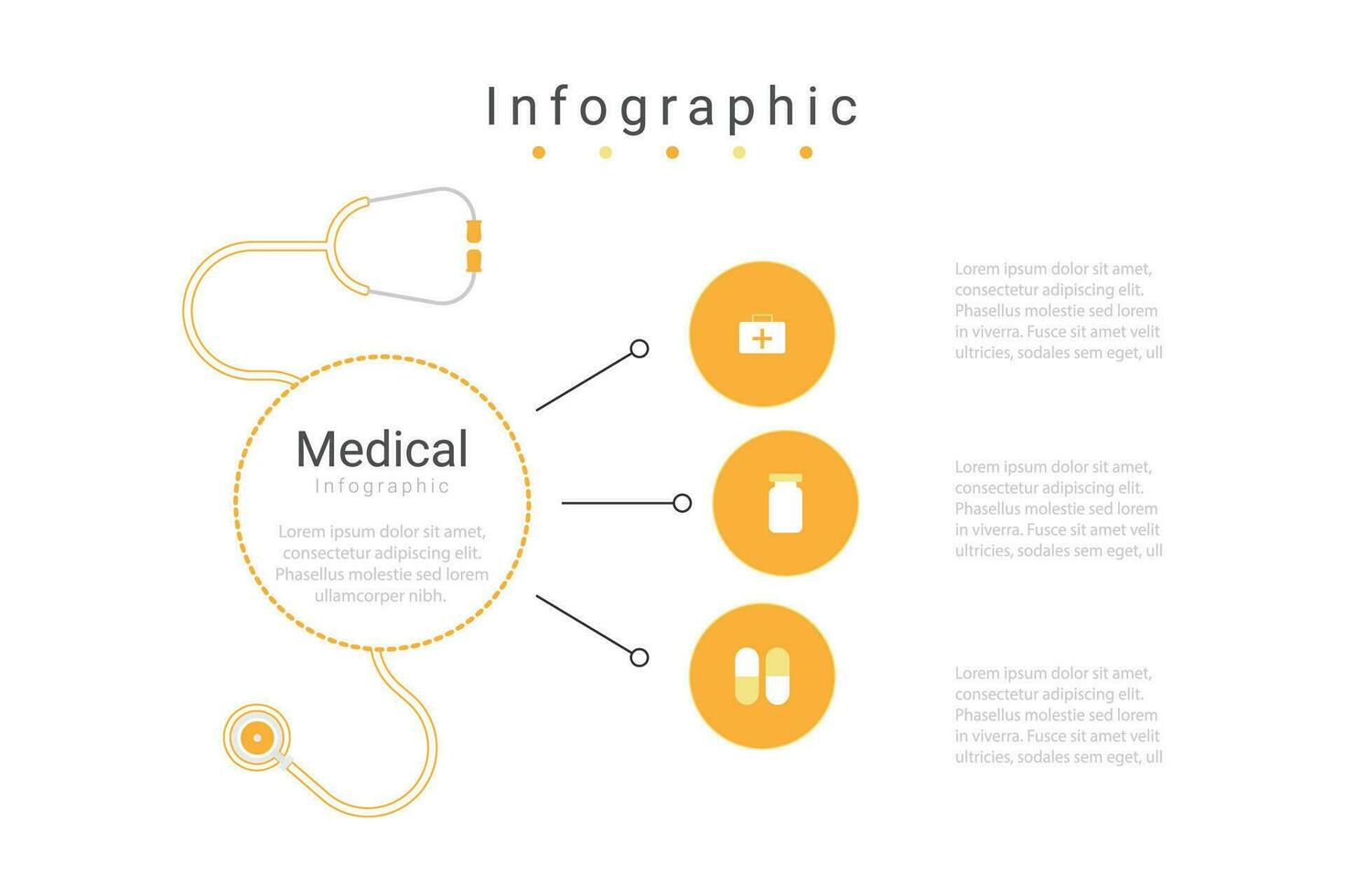 Free vector medical infographic template. Flat timeline infographic template with shadow effect.